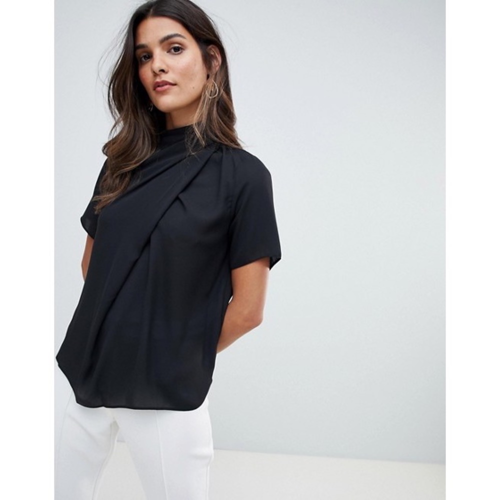 ASOS DESIGN high neck blouse with drape detail